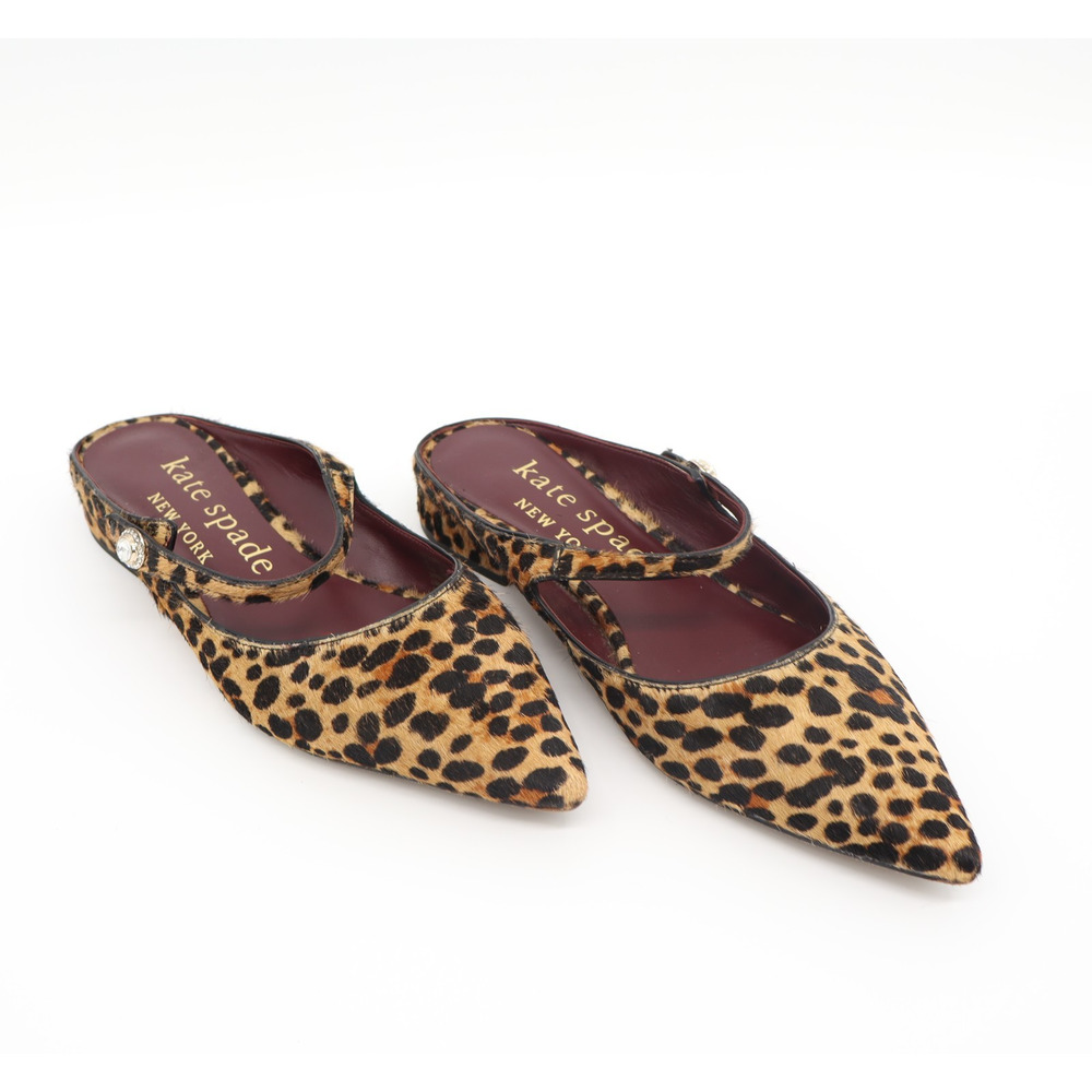 Kate Spade Leopard Print Pointed Toe Slingback Flats - Brown